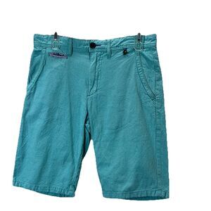 Modern Amusement Chino Casual Shorts Teal Blue Mens Size 31 Preppy